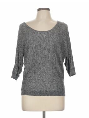 Express Grey Heather 3/4 Sleeve Top with Lace Back